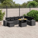 Cumpara ieftin Gossi set mobilier de gradina cu perne, 9 piese, negru, poliratan