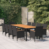 Set mobilier de gradina, 11 piese, negru, poliratan GartenMobel Dekor, vidaXL