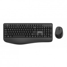 Kit wireless tastatura + mouse Serioux, office, design ergonomic, negru
