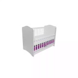 Cumpara ieftin Patut Eurogloria Como culisant cu sertar - Alb cu Violet + Saltea cocos confort 120 x 60 x 12 cm