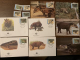 Nicaragua - tapir - serie 4 timbre MNH, 4 FDC, 4 maxime, fauna wwf