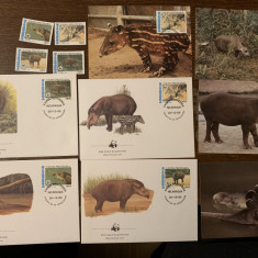 nicaragua - tapir - serie 4 timbre MNH, 4 FDC, 4 maxime, fauna wwf