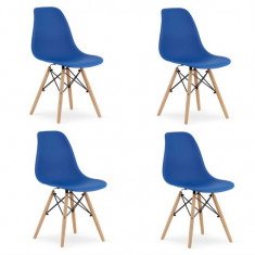 Set 4 scaune stil scandinav, Artool, Osaka, PP, lemn, albastru si natur, 46x54x81 cm GartenVIP DiyLine foto