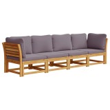 Set mobilier de gradina cu perne, 4 piese, lemn masiv de acacia