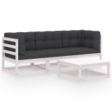 Gossi set mobilier de gradina cu perne, 4 piese, lemn masiv de pin