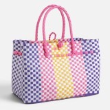 Geanta impletita multicolor in carouri, 36x22x25cm, CMCLASS