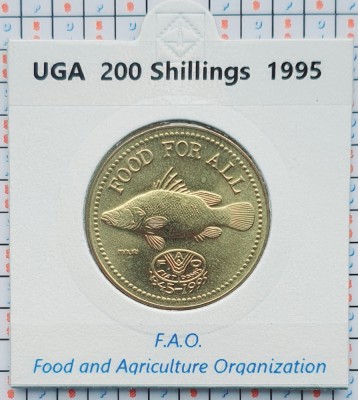 Uganda 200 shillings 1995 UNC tiraj 20.000 - cartonas personalizat - km 148 A015 foto