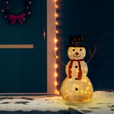 vidaXL Figurină decorativă Crăciun om de zăpadă LED 90 cm țesătură lux foto