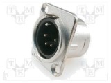 Conector XLR tată 4 pini, drept, pentru montare pe panou