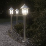VidaXL Lămpi exterioare de podea 3 buc argintiu 80 cm oțel inoxidabil