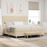 VidaXL Pat cu saltea și băncuță Crem 200x200 cm Fabric