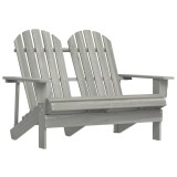 Scaun de gradina Adirondack cu 2 locuri, gri, lemn masiv brad