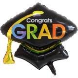 Balon din folie metalizata, flippy, figurina, model toca congrats grad, tematica absolvire,&Acirc;&nbsp; 66x66 cm, ambalaj individual, pai inclus, umflare cu aer