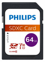 Card de memorie Philips 64GB SDXC Clasa 10 UHS-I U1 foto