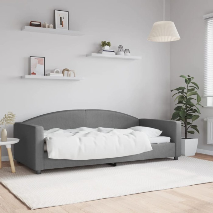 vidaXL Pat de zi, gri &icirc;nchis, 90x200 cm, material textil 354112