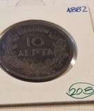 208 Greece, Grecia, 10 Lepta 1882 , KM#55, foarte buna ,King George I