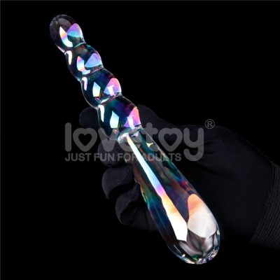 Dildo Sticla Twilight Gleam Glass Dildo- Rising Ripples, Transparent, 19 cm foto