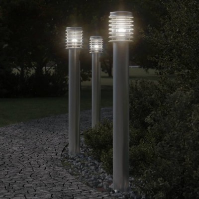 Lampă exterioară de podea, argintiu, 110 cm, oțel inoxidabil foto