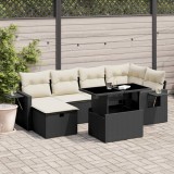 Cumpara ieftin Set canapele de grădină cu perne, 7 piese, negru, poliratan