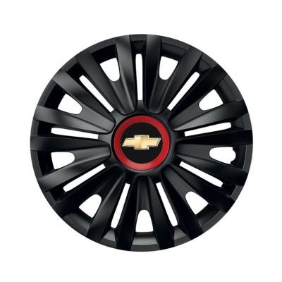Set 4 capace roti Negre Cu Inel Rosu Royal R15 Compatibil Cu Chevrolet foto