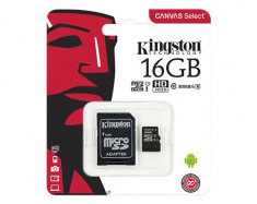 Card de memorie Kingston microSDHC 16GB, Class 10 + Adaptor Canvas + Ambalaj Retail foto
