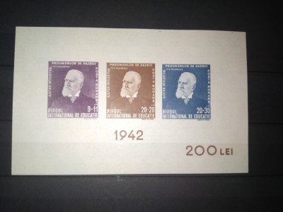 TIMBRE ROMANIA LP 148 1942 TITU MAIORESCU COLITA NEDANTELATA MNH foto