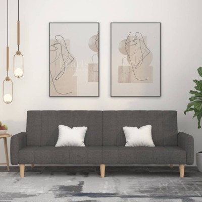 Gossi canapea extensibila cu 2 locuri, gri inchis, textil foto