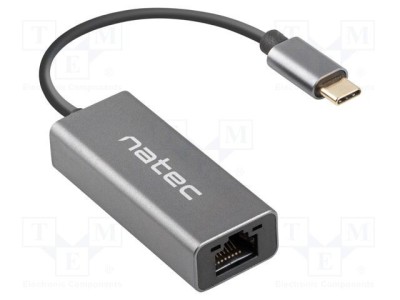 Adaptor USB-C la Ethernet RJ45 NATEC USB 3.1 0,6m gri foto