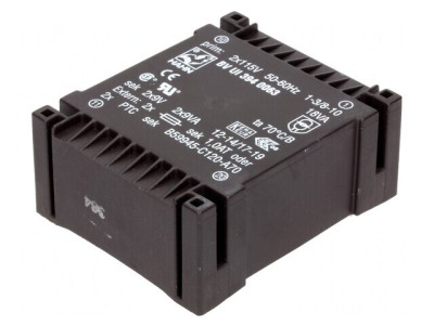 Transformator &amp;icirc;ncapsulat 18VA 115VAC 9Vx2 1Ax2 PCB foto