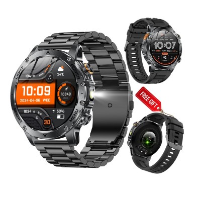 Ceas Smartwatch cu Apeluri Bluetooth, Lanternă, Notificări WhatsApp, Facebook și SMS, Monitorizare Ritm Cardiac și Oxigen, Rezistent la Apă, Praf și Ș foto
