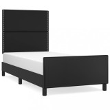 Cumpara ieftin Cadru de pat cu tablie, negru, 100x200 cm, piele ecologica
