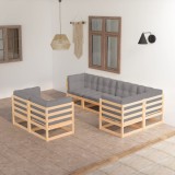 vidaXL Set mobilier de grădină cu perne, 7 piese, lemn masiv de pin 3076694