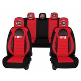 Set Huse Scaune Universale Racing, Visiniu cu Negru Personalizate cu Fiat