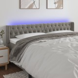 Cumpara ieftin Tăblie de pat cu LED, gri deschis, 183x16x78/88 cm, catifea