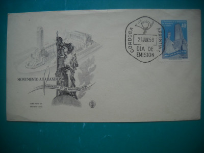 HOPCT PLIC FDC S 1276 MONUMENTUL DRAPELULUI 1958 ARGENTINA foto