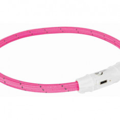 Trixie Zgarda cu led USB, Tpu/Nylon, XS-S, 35 cm/7 mm, Roz, 12706