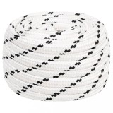 VidaXL Fr&acirc;nghie &icirc;mpletită pentru barcă, alb, 20 mm x 100 m, poliester