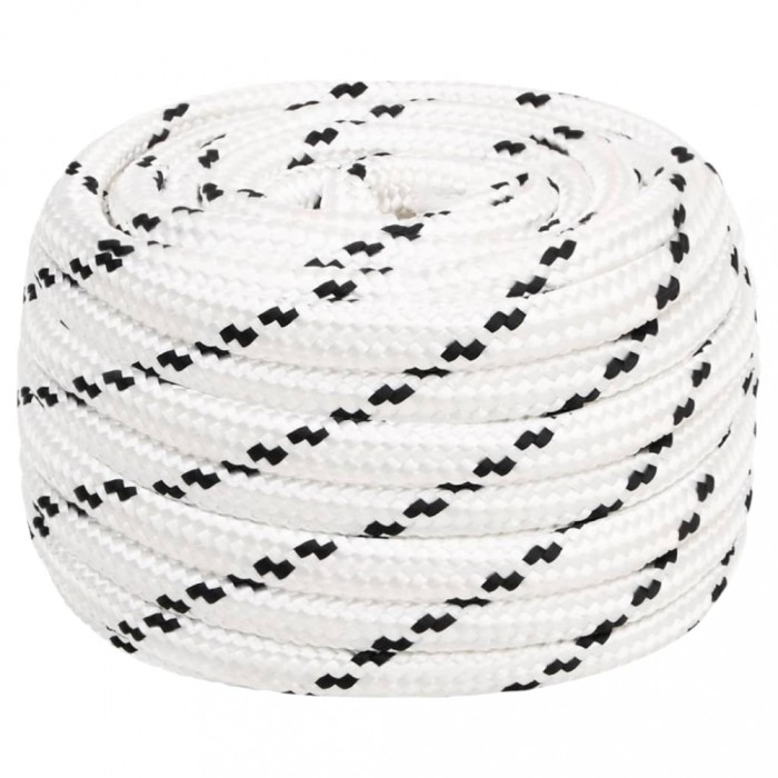 Fr&acirc;nghie &icirc;mpletită pentru barcă, alb, 20 mm x 50 m, poliester