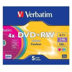 Mediu optic Verbatim DVD+RW 4.7GB 4x 5 bucati colorat foto