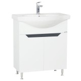 Baza si lavoar baie GN0501, cu picioare si usi, alb/antracit, 70x45x84 cm