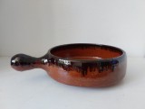 Tigaie / vas ceramic - lut ars si smaltuit, vintage, aspect rustic, 21cm diametru x 7cm inaltime