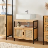 Waschbeckenunterschrank Tervola 60x60x35 cm Schwarz/Bambus [en.casa] HausGarden Leisure