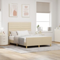 vidaXL Cadru de pat, crem, 140x200 cm, textil foto