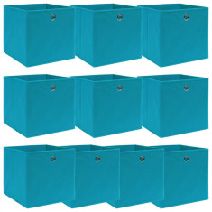 Cutii de depozitare, 10 buc., bleu, 32x32x32 cm, textil GartenMobel Dekor