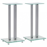VidaXL Standuri boxe 2 buc., sticlă călită, design coloană, argintiu