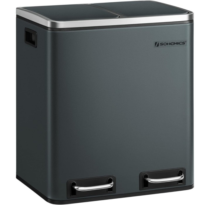 SONGMICS Cos de gunoi din inox cu 2 compartimente colectare selectiva, cu galeti interioare, 2x15litri, gri Household NewTrend