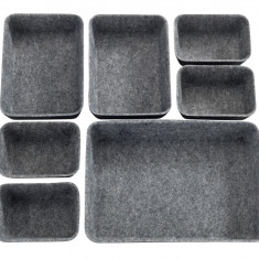 Set 7 organizatoare pentru dulap, Wenko, Felt, 28.5 x 5 x 20 cm, poliester, gri