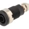 Conector banană 4mm soclu 32A 1kV negru nichelat pe panou