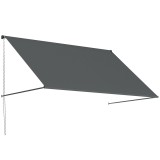 Outsunny Markiză manuală retractabilă &Icirc;nclinare reglabilă 195 x 120 cm protecție UV aluminiu poliester gri &icirc;nchis | Aosom Romania