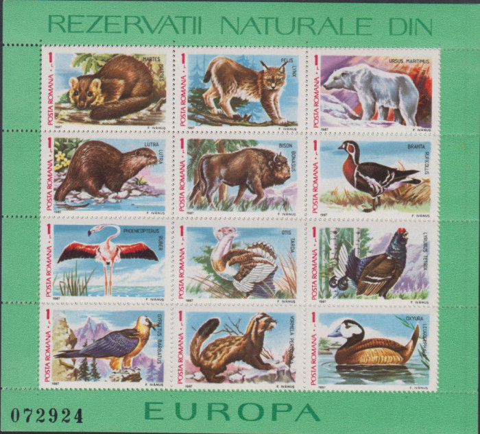 M1 TX1 6 - 1987 - Rezervatii naturale din Europa - fauna si flora - blocuri